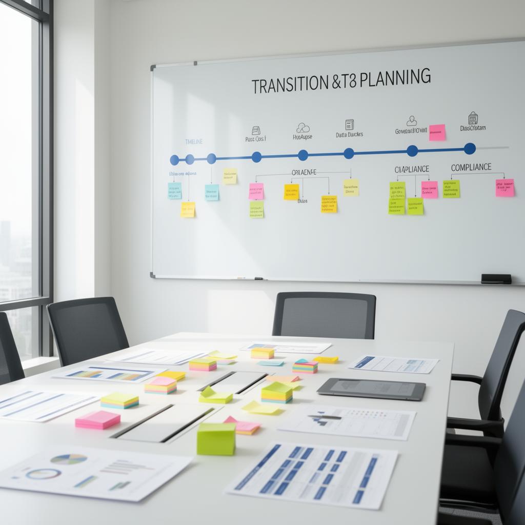 Business transition planning whiteboard with compliance timeline and milestones Business transition planning whiteboard with compliance timeline and milestones