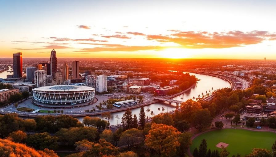 Adelaide cityscape and parklands, South Australia