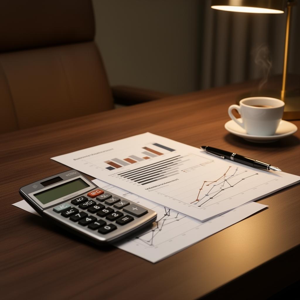 NDIS business valuation report with financial charts and calculator on executive desk NDIS business valuation report with financial charts and calculator on executive desk