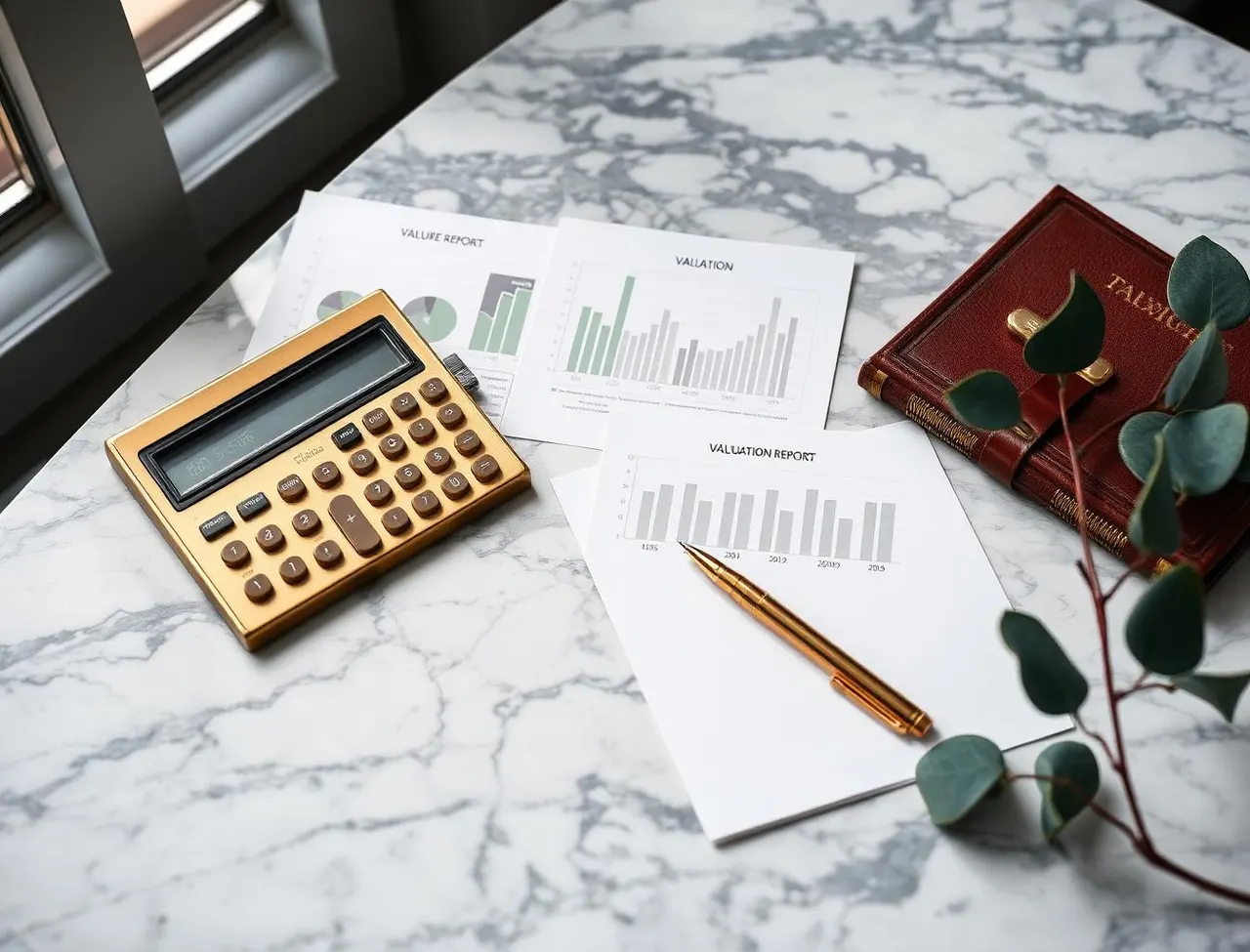 Illustrative image of financial statements and charts being reviewed on a desk